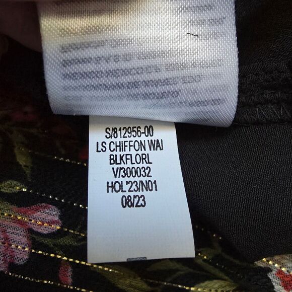 NWT Old Navy Women's Long Sleeve Floral Boho Mini Dress M Tall Black Metallic - Picture 13 of 15